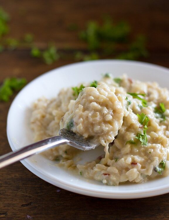 Risoto de couve-flor e frango