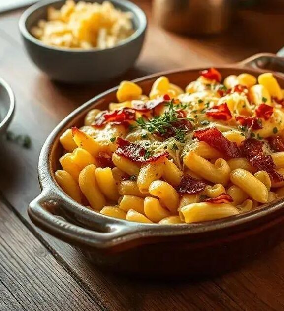 Delicioso Macarrão ao Forno com Bacon e Queijo